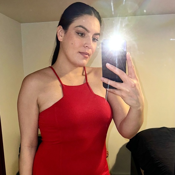 EXPRESS Asymmetrical Cocktail Dress - Red - Picture 5 of 8